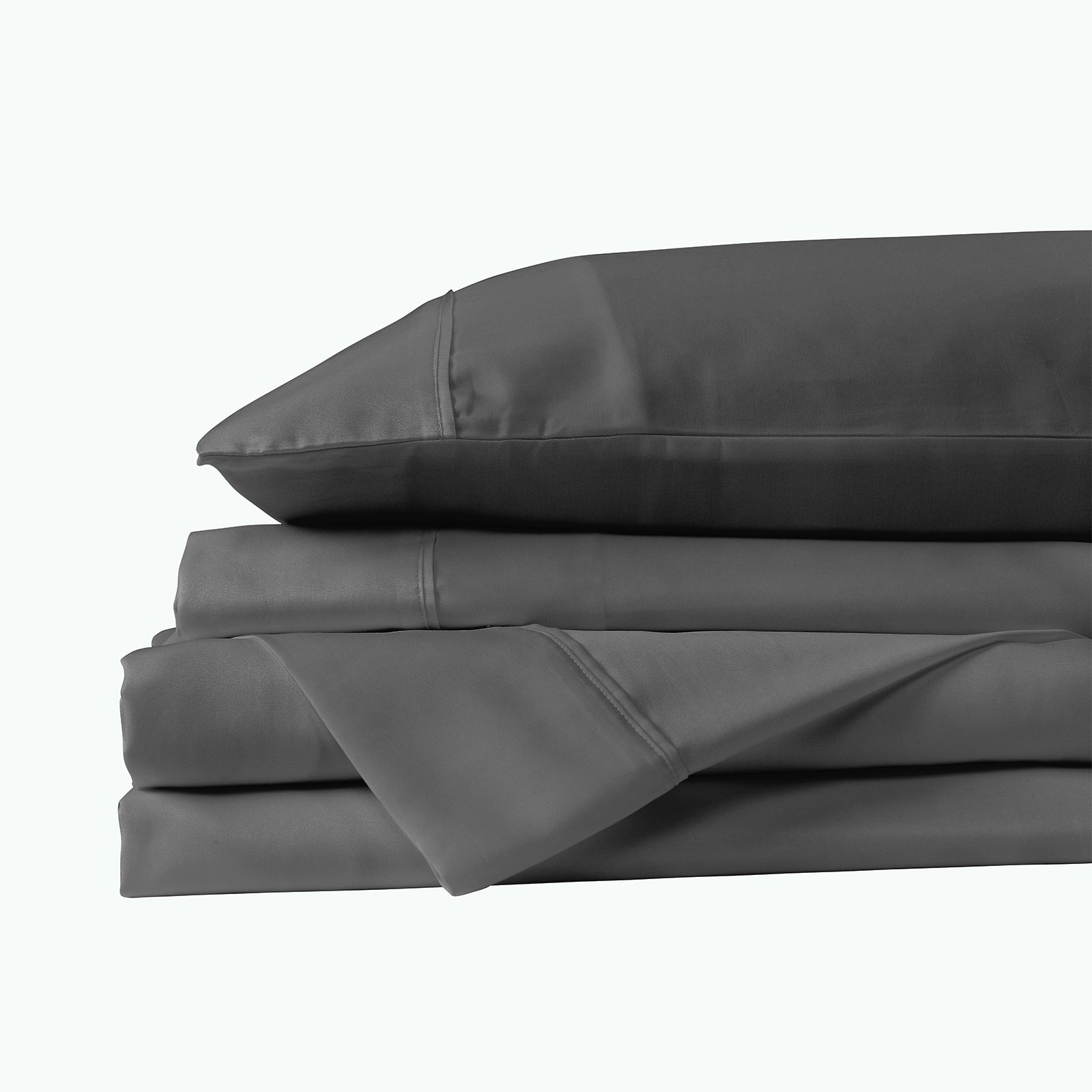 Royal Comfort 600 Thread Count Cooling Ultra Soft Tencel Eucalyptus sheets set featuring a flat sheet, fitted sheet, and two pillowcases in a luxurious design.